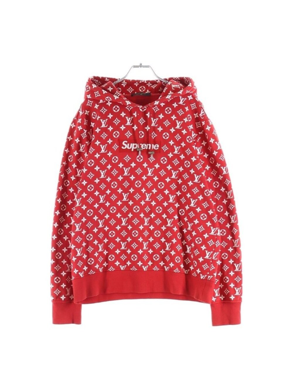 Louis Vuitton Supreme LV Box Logo Hooded Sweatshirt Monogram Pullover Hoodie Red